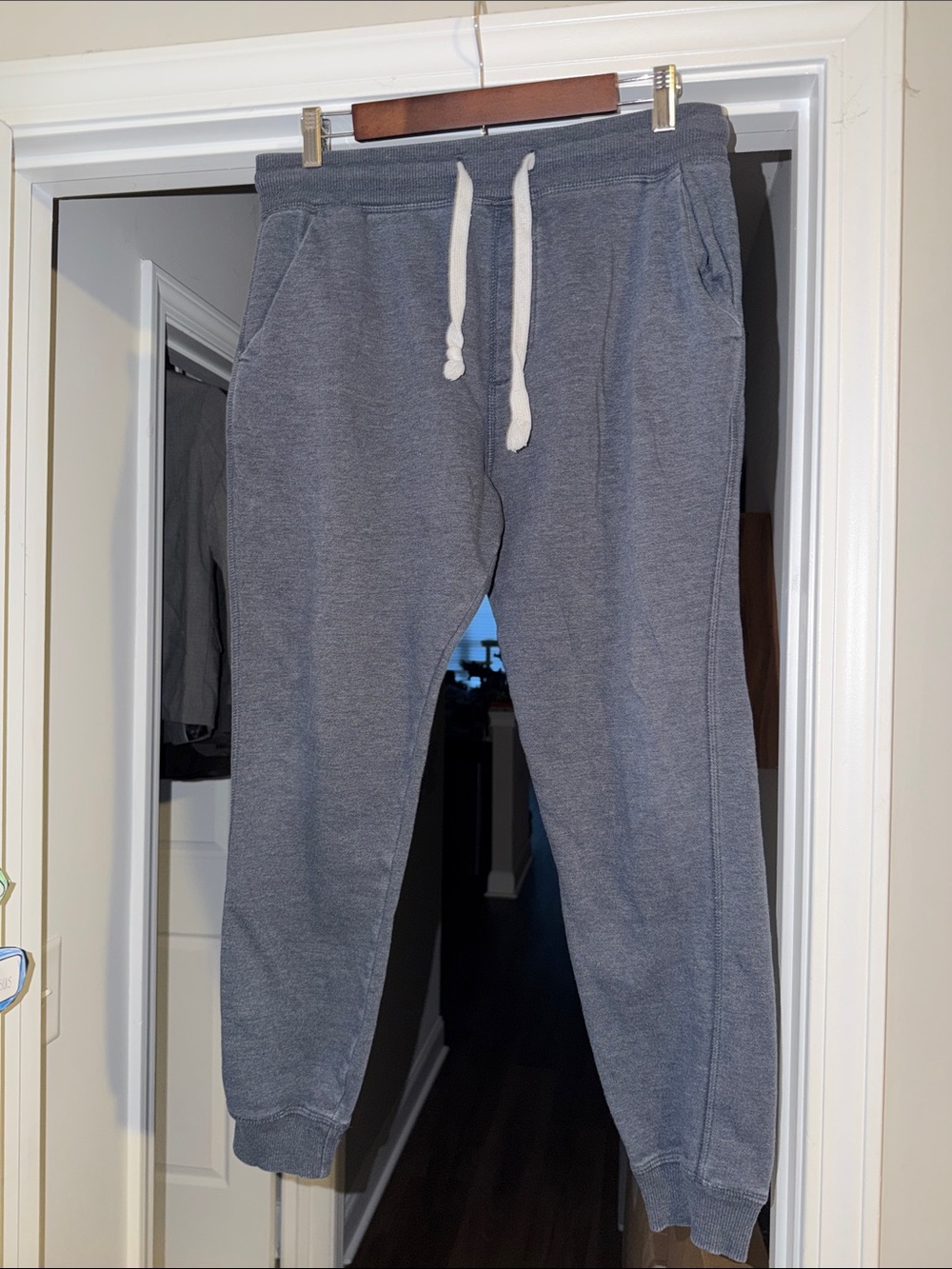 Mens Gray Drawstring Jogger Pants